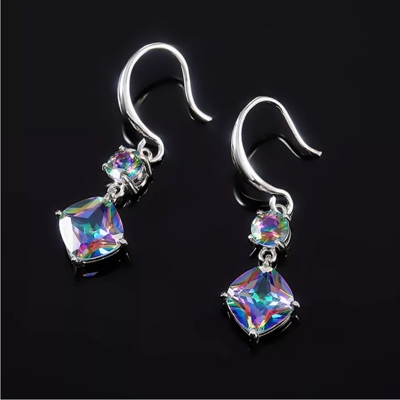 New Lovely 925 Sterling Silver Mystic Topaz Drop Earrings - Picture 6 of 9